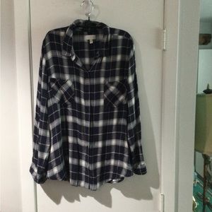 Lucky brand navy and white plaid shirt